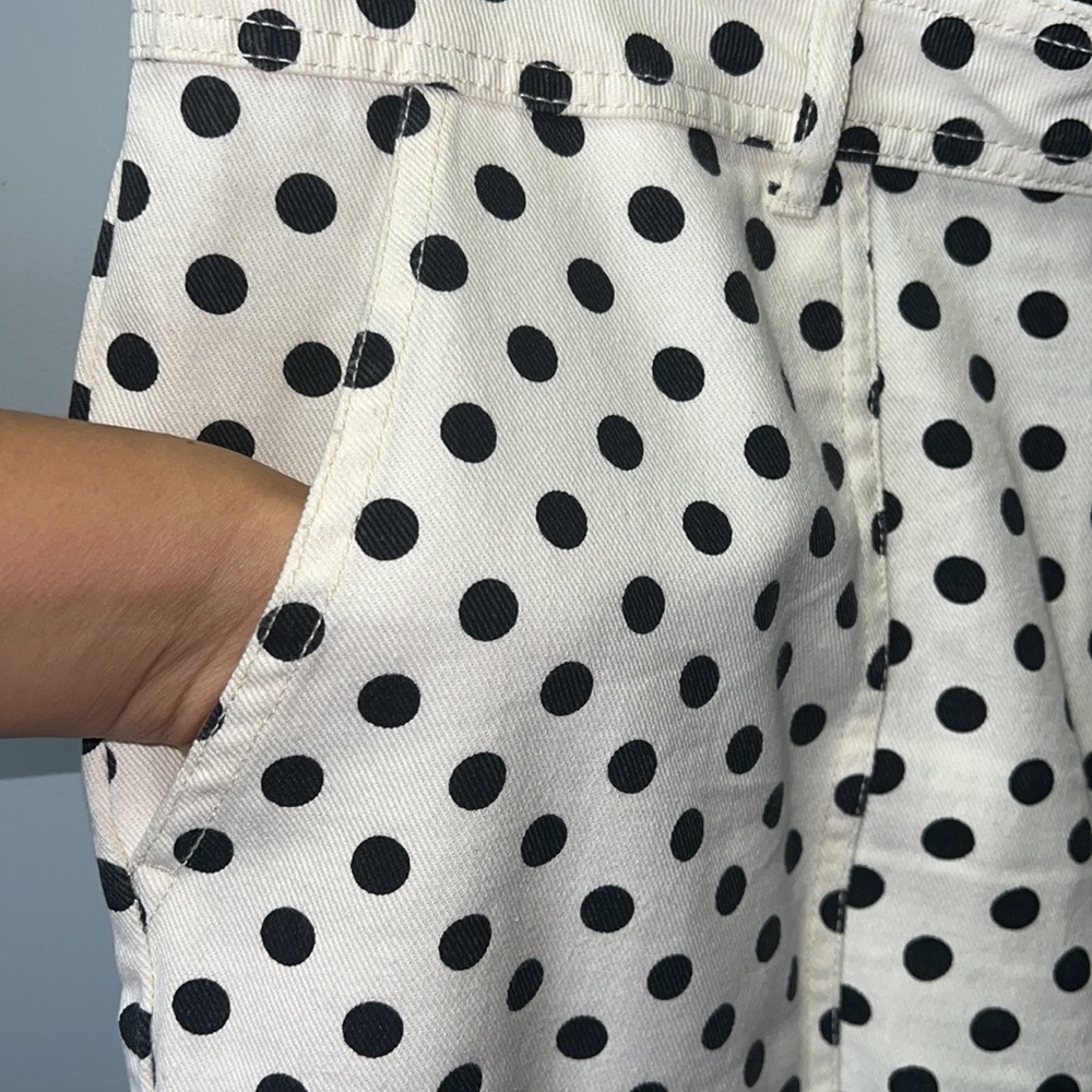 Who What Wear Women's Black Polka Dot Mid-Rise Ankle Length Pants